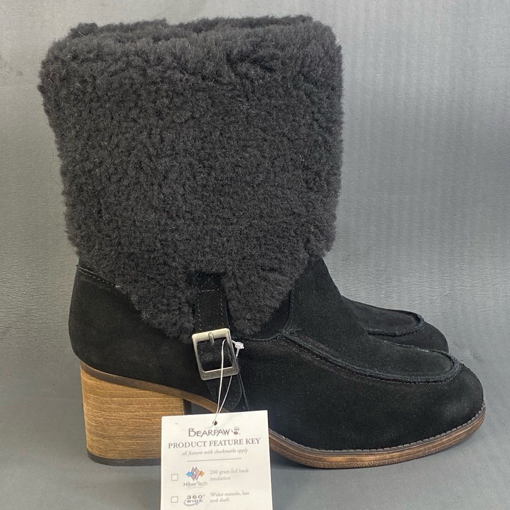Bearpaw Kiera Suede Strap fur Boots womens size 10 new without box
